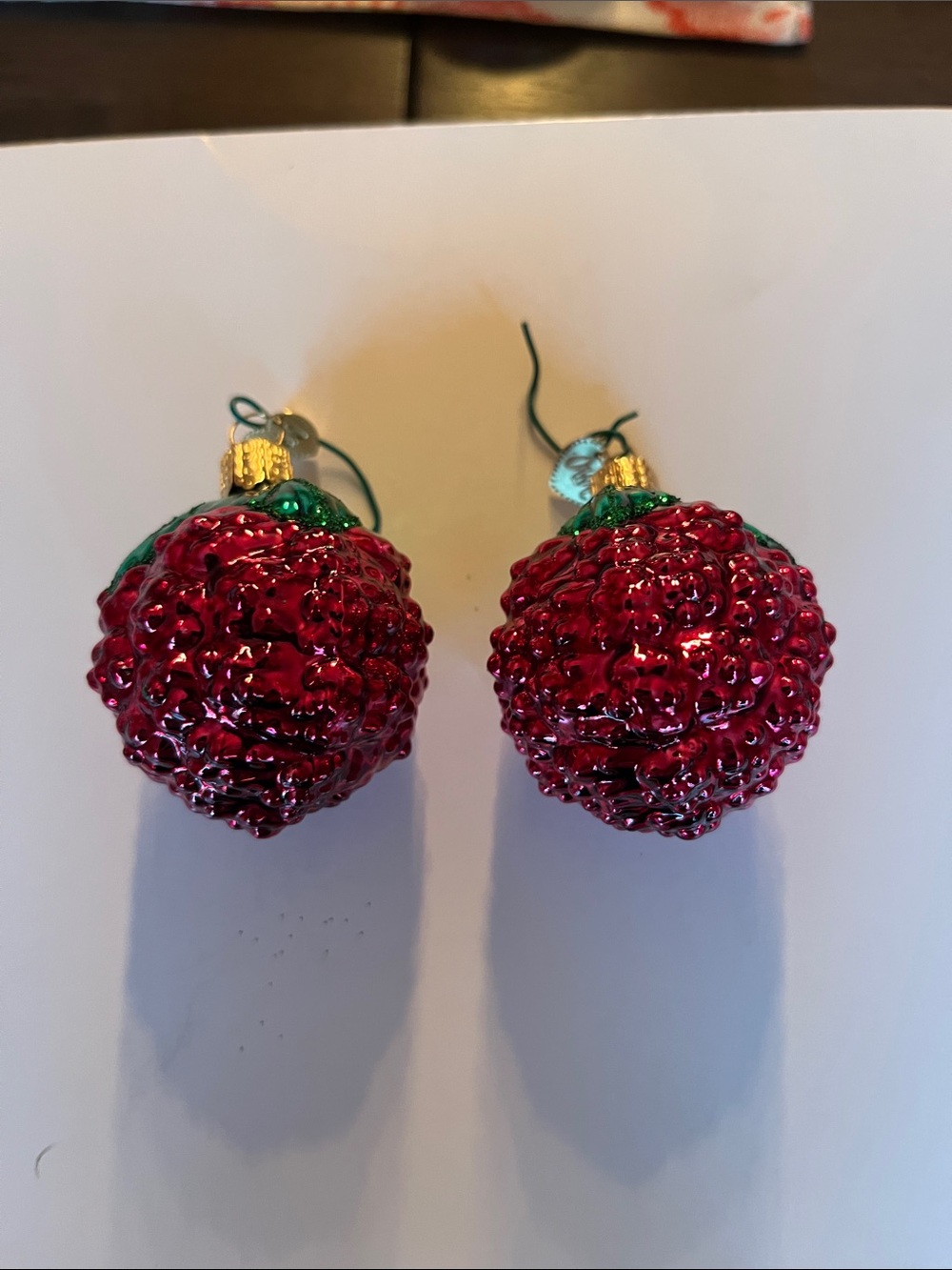 Red Glass Raspberry Ornament Set by - Picture 3 of 4
